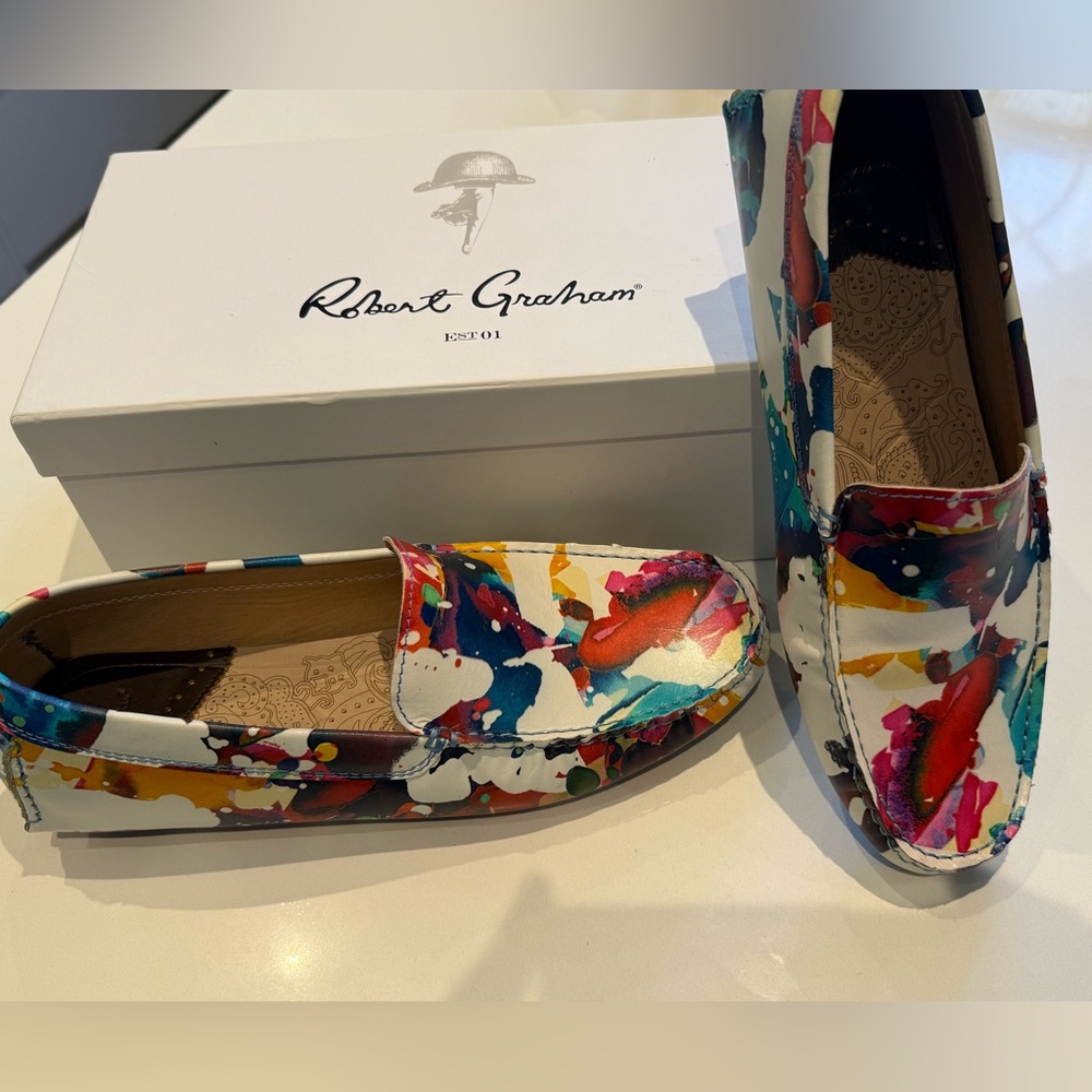 Robert Graham Leather Splatter Print   Men's Loafers NWT